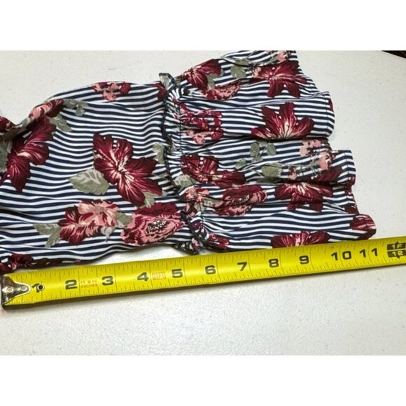 Fred & David Colorful Medium Floral Stripped 3/4 Sleeve Flowy Relaxed Festive - Picture 9 of 10